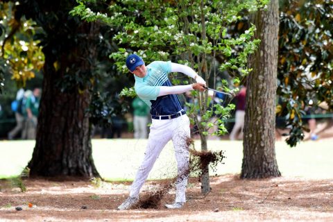 Jordan Spieth's round was derailed by an ugly 9 at the par-5 15th