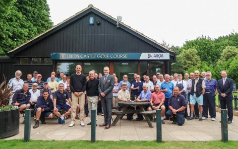 PGA Master professional Alan Walker with staff and members at Leeds Castle
